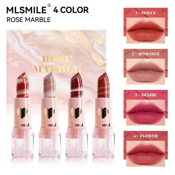 MLSMILE 4 Marbled Lipstick Gift Set Velvet Matte Moisturizing Moisturizing Easy Color Lipstick - Image 2
