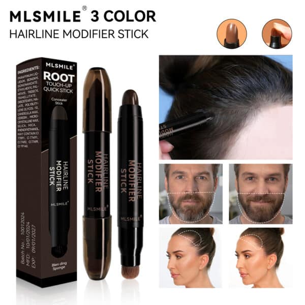 MLSMILE Dual Head Hairline Pencil with Brush Head Shadow Retouching Stick Multi-Functional Concealer and Color Repair Pen